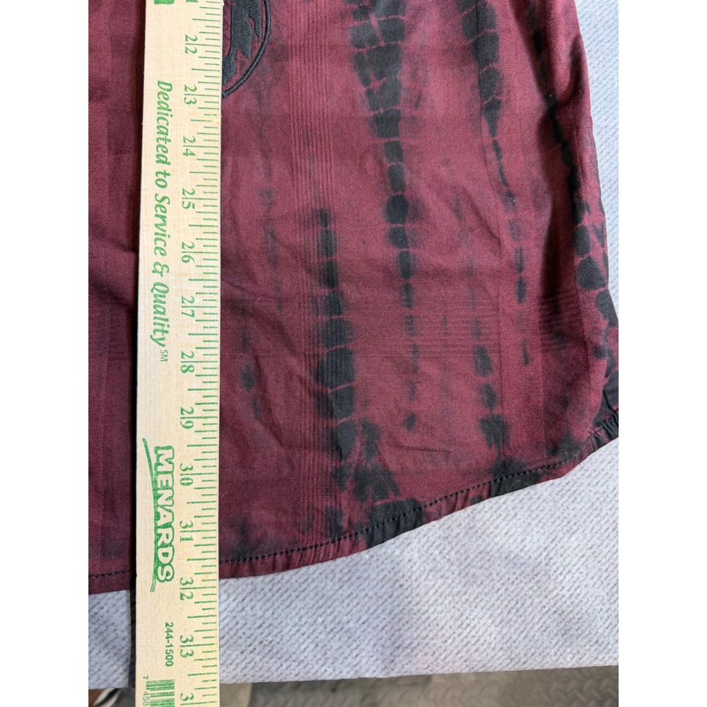 Affliction Mens 2XL Red Black Tie Dye Plaid Button Short Sleeve Shirt Alpha Co - Picture 5 of 7